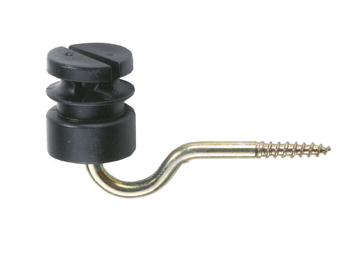 446068 Schwarz-gelber Beschlag mit Schraube, zum Befestigen von Gegenständen an Wänden oder anderen Oberflächen.